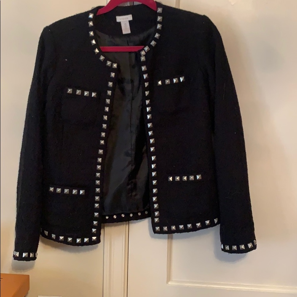 Black tweed studded blazer